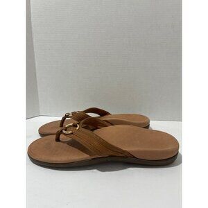 Vionic Tide Aloe Mocha Leather Sandal Flip Flop Women's US size 9 thongs